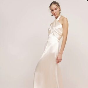 Reformation White Veria Silk Dress